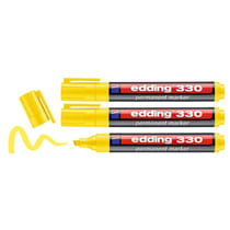Marqueur permanent pointe biseautée 1-5 mm - EDDING - Jaune - Lot de 3