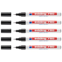 Lot de 5 marqueurs peinture permanents pointe fine 0,8 mm - EDDING - Noir - 780