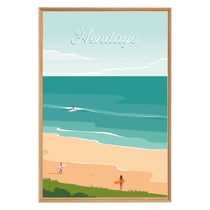 Tableau mural encadré illustration plage d'Hendaye 65x97 cm