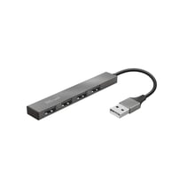 Trust Mini Hub USB-A 2.0 vers 4 Ports USB 480Mbps Modèle Halyx en Aluminium Argent