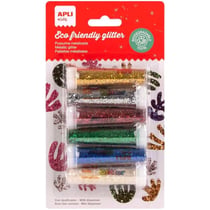 Lot de 6 tubes de paillettes métallisées - Assortiment de couleurs - Loisirs créatifs enfant - Apli Kids