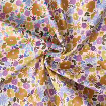 Tissu Imperméable Drava fleurs Moutarde sur fond Blanc cassé - Au mètre