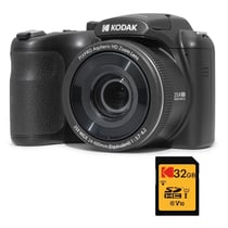 KODAK Pack Pixpro AZ255 + Carte Mémoire SD 32Go - Appareil Photo Bridge Numérique Astro Zoom 16MP, Zoom Optique 25X, Stabilisateur, Video Full HD, Grand angle 24 mm, Ecran LCD 3 '', Pile AA - Noir