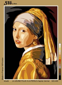 Canevas antique La jeune fille à la perle Vermeer 45x60cm