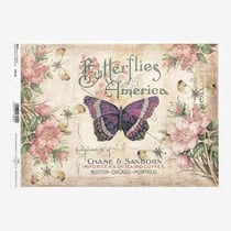 1 feuille de papier de riz 21 x 29,7 cm Itd Collection FLEUR PAPILLON 1176