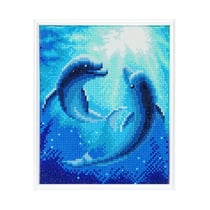 CRYSTAL ART Kit broderie diamant avec cadre blanc 21x25cm - Dauphins