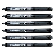 Lot de 6 marqueurs permanents rétractables pointe ogive fine - PENTEL - NXS15 - Noir