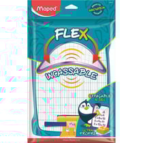 Ardoise blanche - Effaçable - Pour l'école - Incassable - Inclus brosse + feutre - Maped