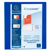 Classeur PP personnalisable Kreacover - 4 anneaux en D 50mm - A4 maxi - Bleu - x 10 - Exacompta