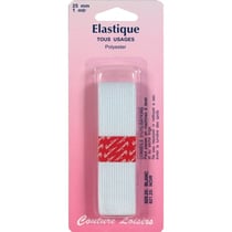 Tresse élastique plate Blanc - 25 mm x 1 m