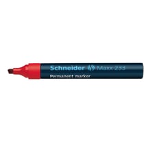 Lot de 10 marqueurs permanents - SCHNEIDER - Maxx 233 - Pointe biseautée 1+5 mm - Rouge