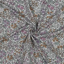 Tissu Viscose Ecovero Fleuris Liorine sur fond Blanc