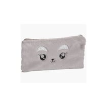 Trousse - Plate - Rectangulaire - Fourrure - Gris - 22 x 12 cm