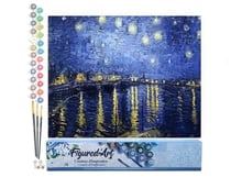 Peinture par Numéro Figured'Art - Van Gogh Nuit Etoilée sur le Rhône - Kit de Loisir Créatif DIY Numéro d'Art Complet - 40x50cm sans châssis en bois