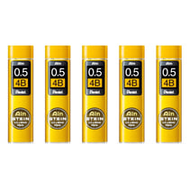 Mines pour porte-mine Pentel Ain Stein C275 - 0,5 mm - Dureté 4B - Lot de 5 étuis de 40 mines