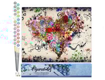 Peinture par Numéro Figured'Art - Coeur de Fleurs - Kit de Loisir Créatif DIY Numéro d'Art Complet - 40x50cm sans châssis en bois