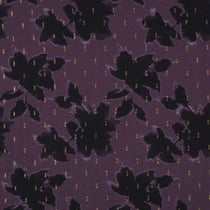Tissu Viscose Feuilles et pointillés lurex sur fond Violet