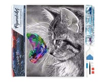 Diamond Painting Broderie Diamant Figured’Art 40x50cm toile entière roulée avec diamants carrés - Chat et Papillon coloré