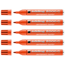 Lot de 5 marqueurs permanents - EDDING - Pointe ronde 1,5-3 mm - Orange - Rechargeable