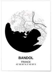 Affiche Carte Bandol | A3 : 29,7x42cm