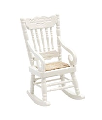 Fauteuil à bascule miniature (rocking chair) - Blanc - 5 x 6,7 x 10,2 cm - Rico Design Bois