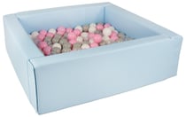 Piscine à balles carrée avec 200 balles – bleu clair/blanc, transparent, rose clair, gris - Velinda
