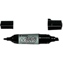 Lot de 10 Marqueurs permanent TWIN Marker Jumbo Pointe Biseau et Pointe Ogive Noir PILOT