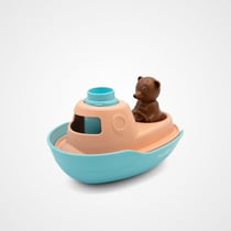 Jouet de bain made in France en matière recyclée Bateau de Petit Ours Brun