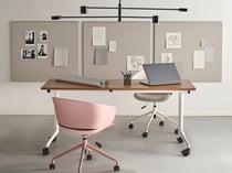 Bureau Marron et Blanc Structure en Métal Pliant Rectangulaire 160 x 60 cm avec Roulettes Style Moderne