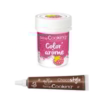 Colorant alimentaire rose arôme framboise + Stylo chocolat