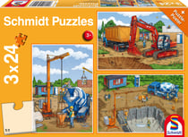 Puzzle 24 pièces - 3 Puzzles - Sur le Chantier - Schmidt Spiele