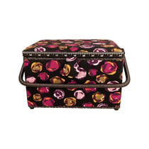 Boîte à couture 21x28,5x19,5cm bulles fuchsia fonds noir