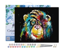 Peinture par Numéro Figured'Art avec Cadre - Babouin Pop Art - Kit de Loisir Créatif DIY Numéro d'Art Complet - 40x50cm toile tendue sur châssis