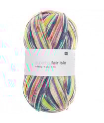 Pelote de laine à chaussettes à tricoter Superba Fair Isle 4 fils - 100GR - Rico Design 06 Saumon/turquoise