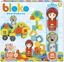 BLOKO – Coffret 50 BIoko avec 2 Figurines sur Le thème du Petit Chaperon Rouge et du Loup – Dès 12 Mois – Fabriqué en Europe – Jouet de Construction 1er âge – 503708