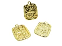 4 Breloques rectangle martelé 24*17mm doré