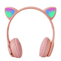 Casque Audio Sans Fil LED Oreilles De Chat Rose Pour Gaming Confort HiFi Rose YONIS
