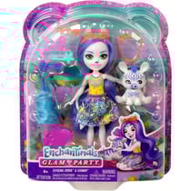 Enchantimals glam party poupee zemirah zebra et grainy zebre - figurine 15 cm - animal - mattel hnv28