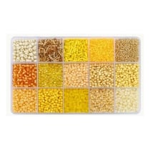 Boite de perles en verre de rocaille assorties 15 modèles différents 2 / 3 / 4 mm Tons JAUNE