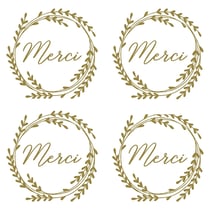 180 stickers ronds dorés Merci Ø 3,5 cm