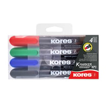 Lot de 4 marqueurs permanents - KORES - Pointe ogive 3 mm - Assortis