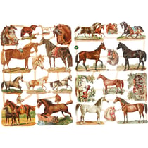 Découpes vintage, chevaux, feuille 16,5x23,5 cm, 2 flles/ 1 Pq.