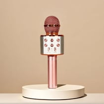 Microphone karaoké sans fil Bluetooth pour enfants et adultes – haut-parleur intégré, effet écho 360° - Rose or