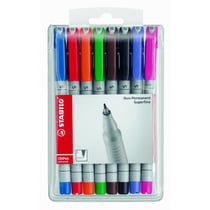 Lot de 5 pochettes de 8 feutres pour transparents encre soluble pointe superfine - STABILO