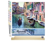 Peinture par Numéro Figured'Art - Canaux de Venise - Kit de Loisir Créatif DIY Numéro d'Art Complet - 40x50cm toile roulée + châssis en bois à monter