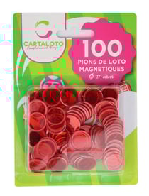 100 pions de loto magnetiques rouge - jetons marquage - accessoire bingo - cartaloto