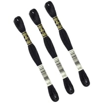 Lot de 3 échevettes 8m DMC Fil à broder mouliné 117 100% coton noir 310