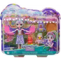 Enchantimals tropic famille de filia oiseau - poupee - 3 oiseaux avec accessoires - figurine 15 cm + animal - mattel hkn15