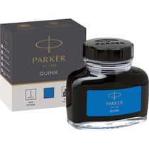 Flacon d'encre pour stylo plume - Parker - Bleu - Encre effaçable Quink - 57ml