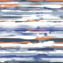 Tissu Sweat léger French Terry Rayé sur fond Bleu denim - Au mètre